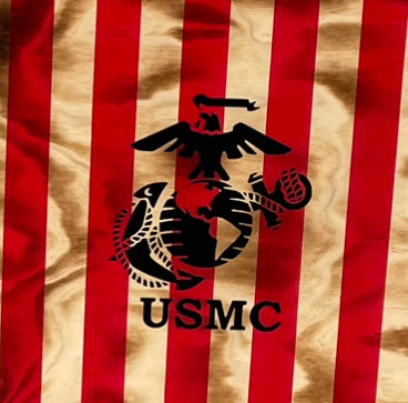Fire Burnt USA Flag w/US Marines Cornhole