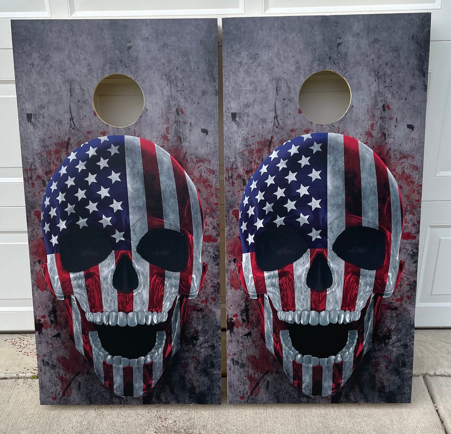 Skull w/USA Flag Cornhole set w/bags