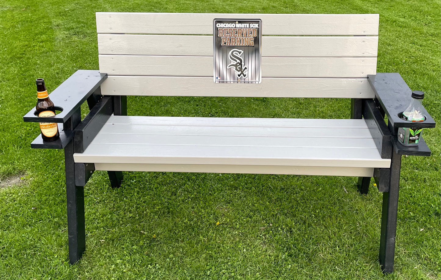 Park Bench Outdoor w/drink holders (white) custom colors available